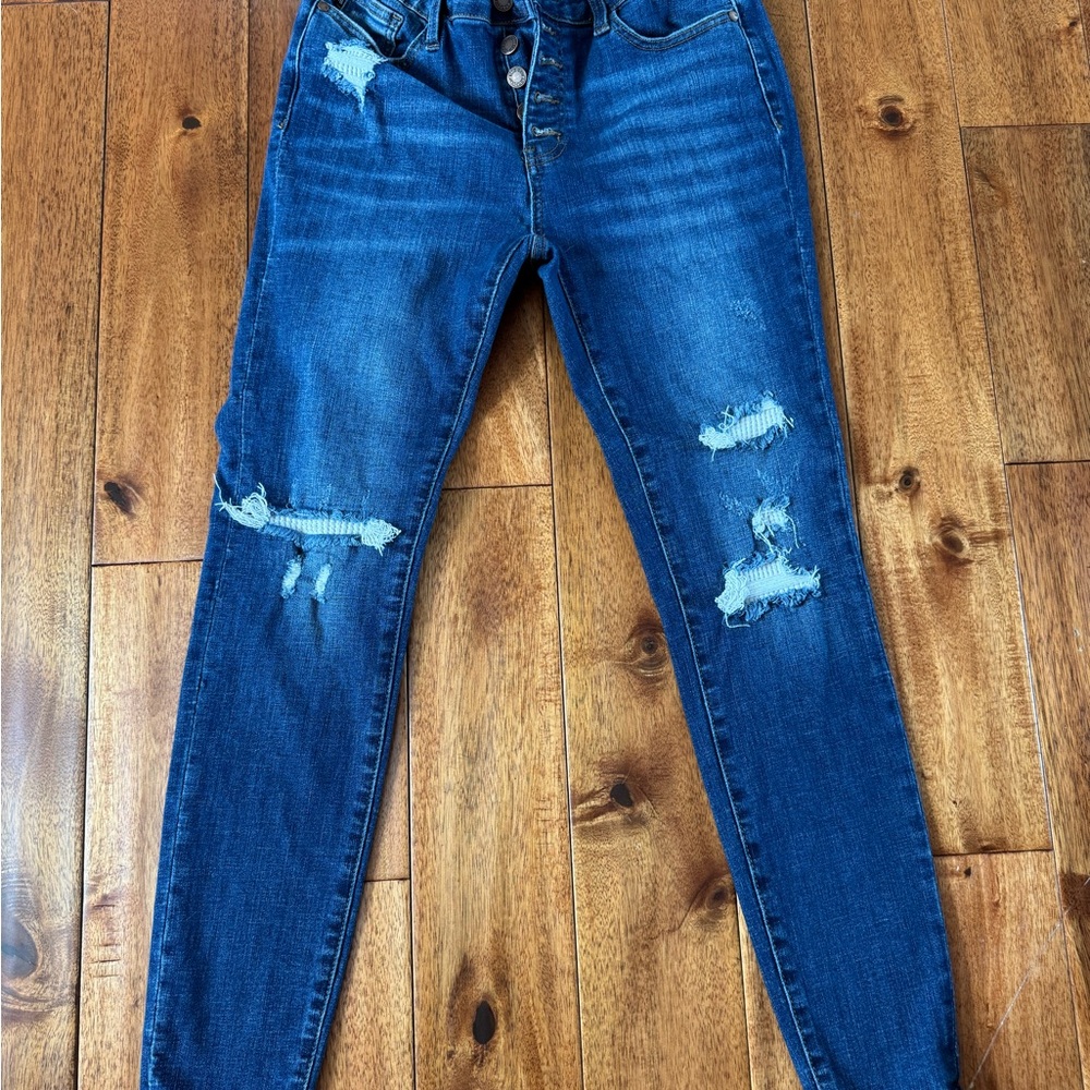 Judy Blue Skinny Distressed Jeans in Indigo